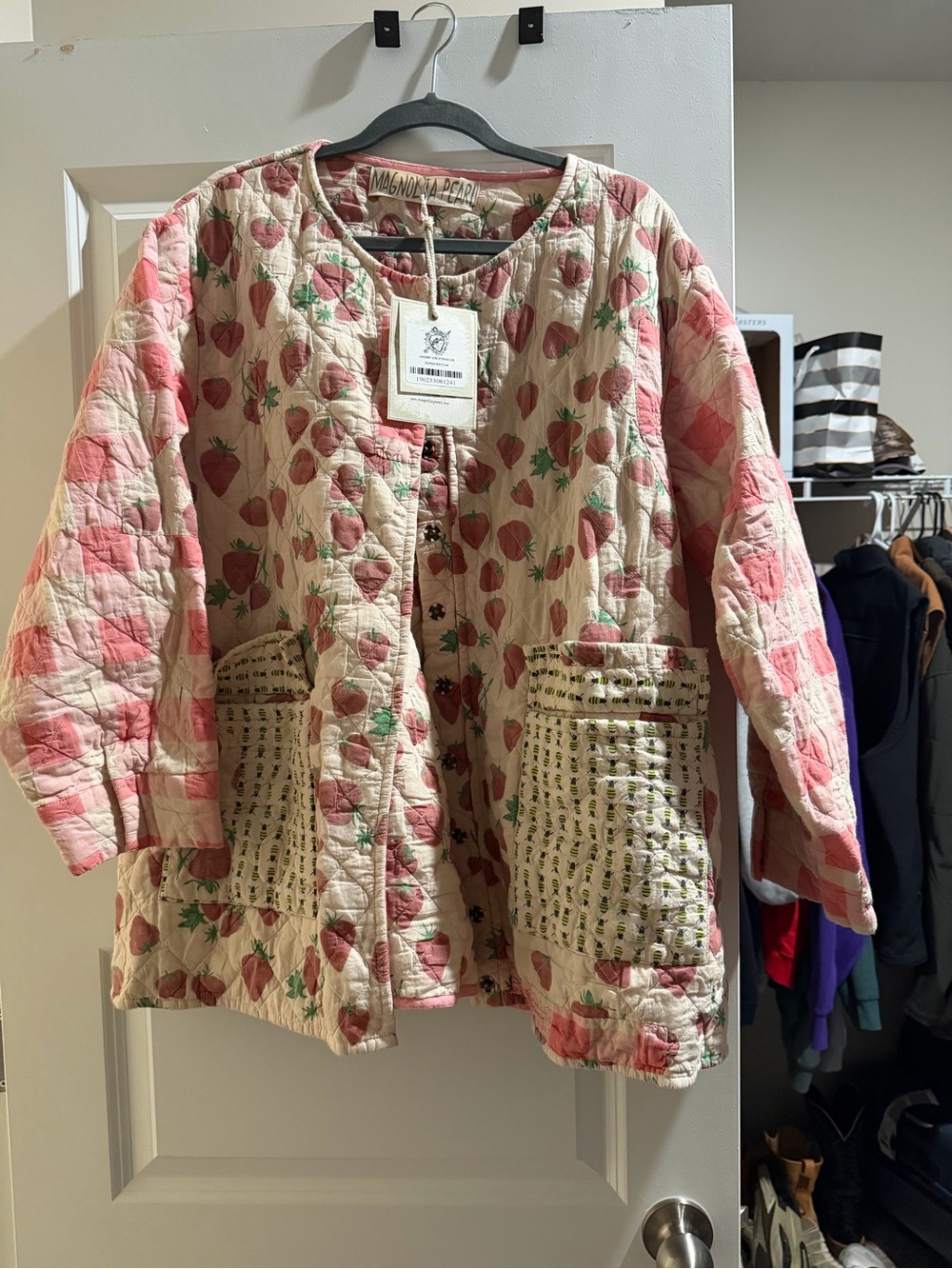 Magnolia Pearl Quilted Pink Strawberry Patchwork Jacket